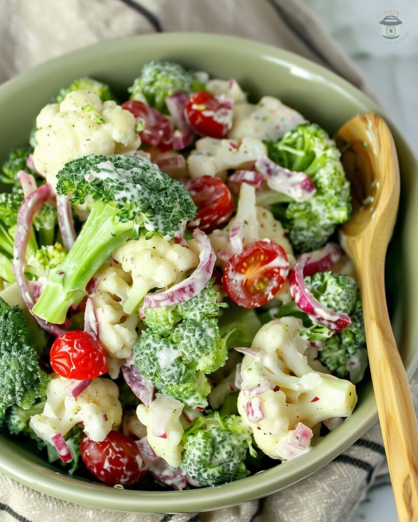 Festive holiday salad recipe featuring vibrant vegetables and creamy dressing for Christmas celebrations.