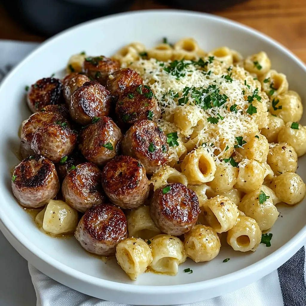 Creamy Parmesan pasta with sausage